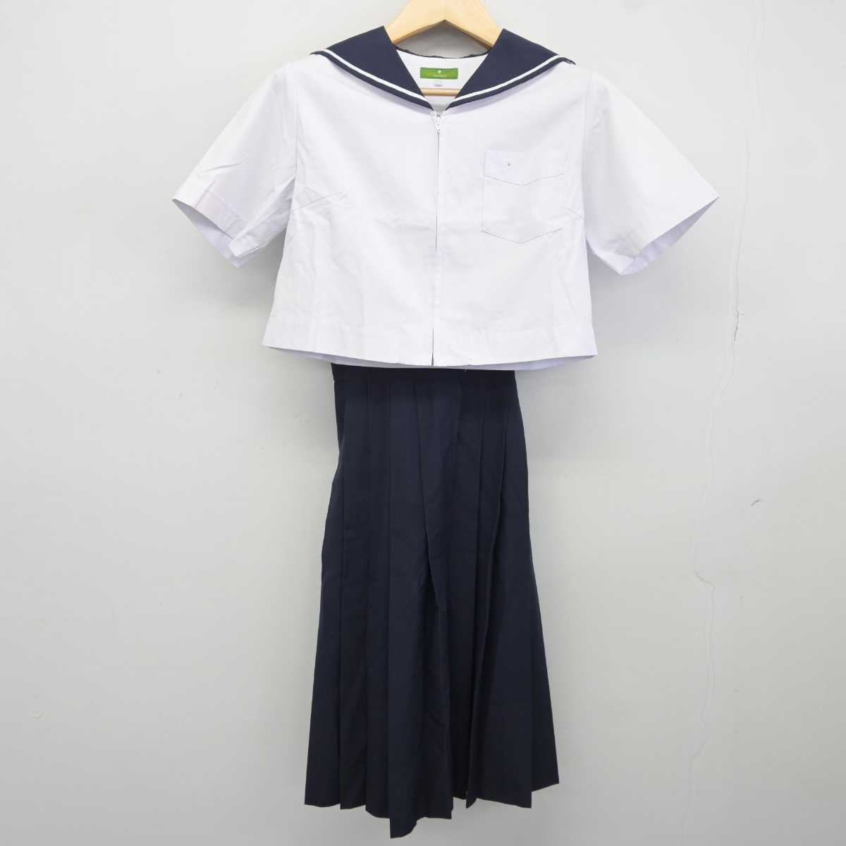 【中古】福岡県 福岡教育大学附属福岡中学校 女子制服 3点 (セーラー服・スカート) sf043902