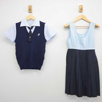 【中古】熊本県 必由館高等学校 女子制服 4点 (ニットベスト・シャツ・ジャンパースカート) sf043909