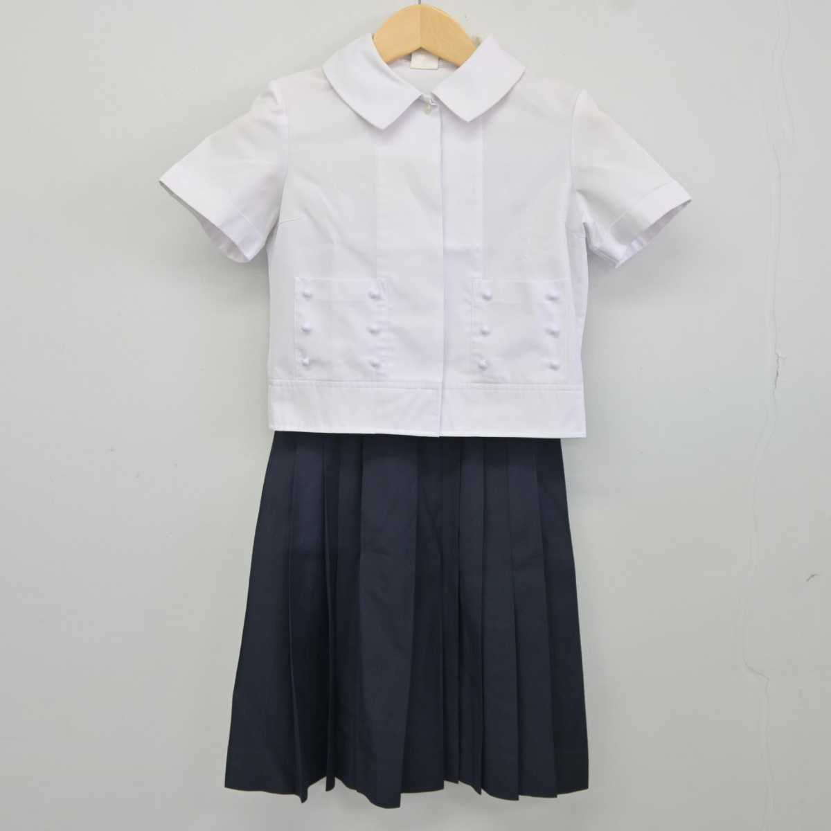 【中古】奈良県 帝塚山中学校 女子制服 2点 (シャツ・スカート) sf043945