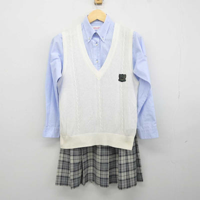 【中古】東京都 錦城高等学校 女子制服 3点 (ニットベスト・シャツ・スカート) sf044010