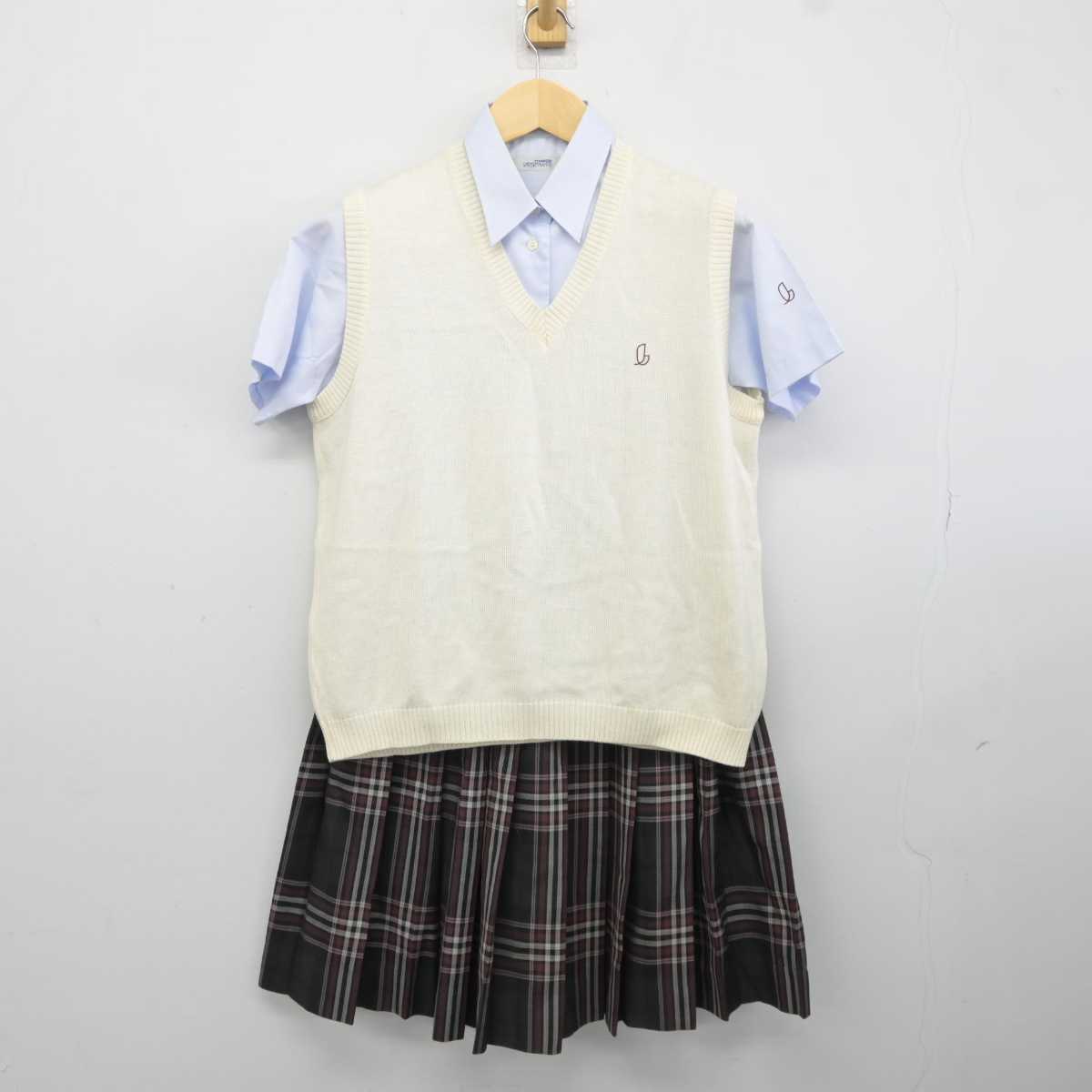 【中古】東京都 潤徳女子高等学校 女子制服 4点 (ニットベスト・シャツ・スカート) sf044016