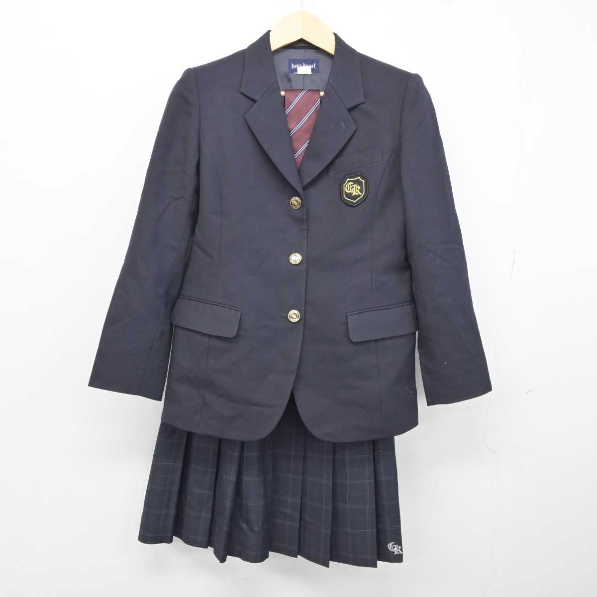 【中古】千葉県 千葉経済大学附属高等学校 女子制服 4点 (ブレザー・ニット・スカート) sf044062