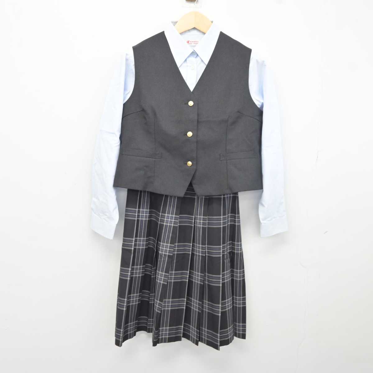 【中古】宮崎県 延岡星雲高等学校 女子制服 3点 (シャツ・ベスト・スカート) sf044068