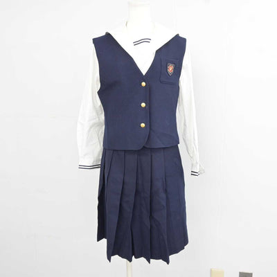 【中古】岡山県 就実高等学校 女子制服 5点 (ブレザー・ベスト・シャツ・スカート) sf044091