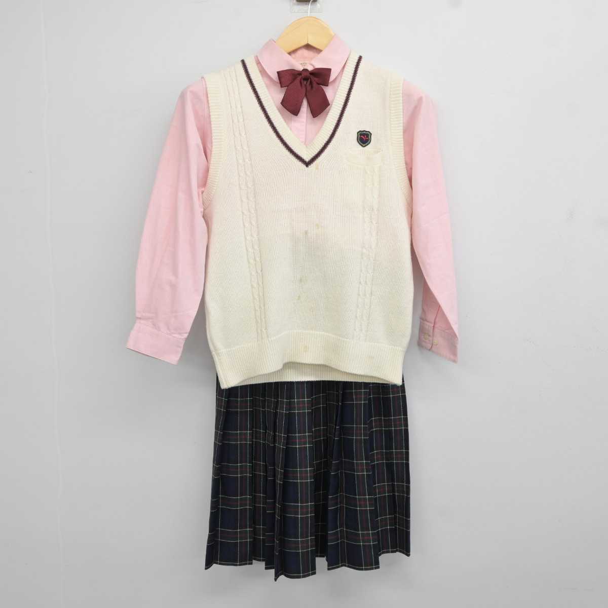 【中古】京都府 京都光華中学校・高等学校 女子制服 5点 (ブレザー・ニットベスト・シャツ・スカート) sf044093