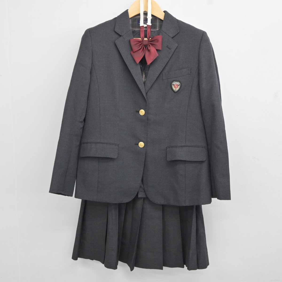 【中古】熊本県 慶誠高等学校 女子制服 5点 (ブレザー・ベスト・スカート) sf044111