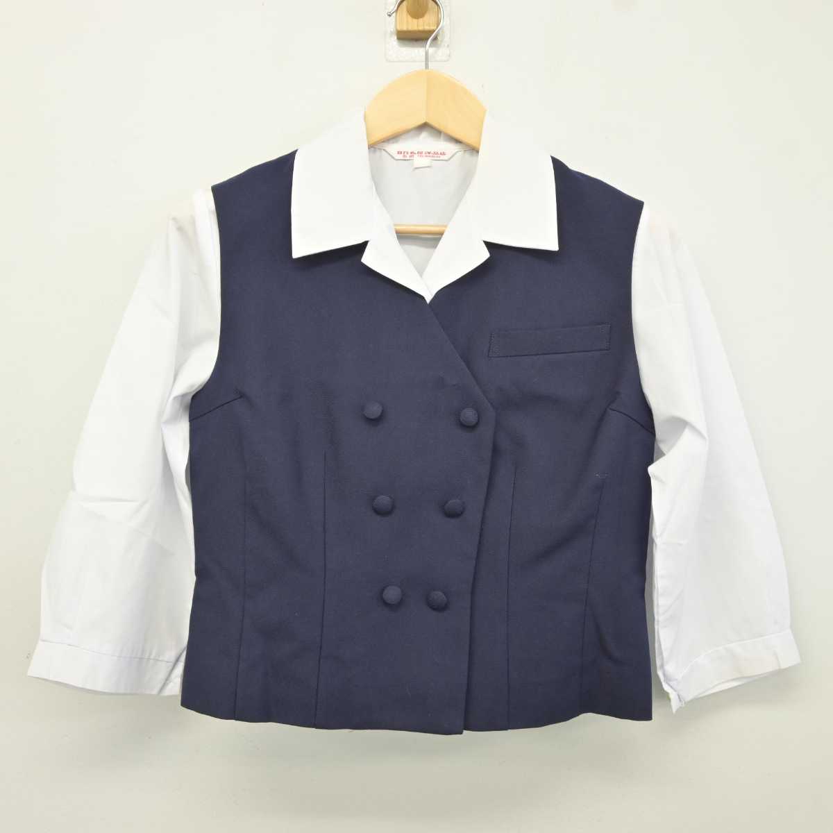 【中古】佐賀県 鳥栖高等学校 女子制服 2点 (ベスト・シャツ) sf044160