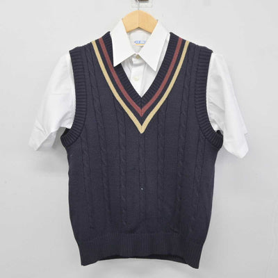 【中古】福井県 福井工業大学附属福井高等学校 男子制服 2点 (シャツ・ニットベスト) sf044215