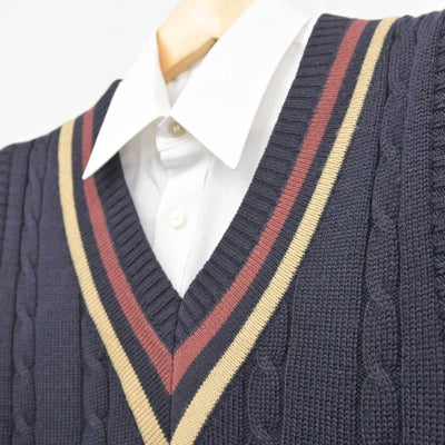 【中古】福井県 福井工業大学附属福井高等学校 男子制服 2点 (シャツ・ニットベスト) sf044215