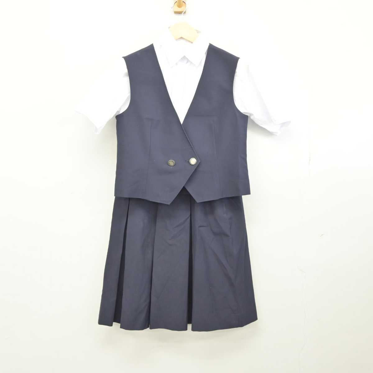 【中古】東京都 国分寺市立第四中学校 女子制服 3点 (ベスト・シャツ・スカート) sf044255