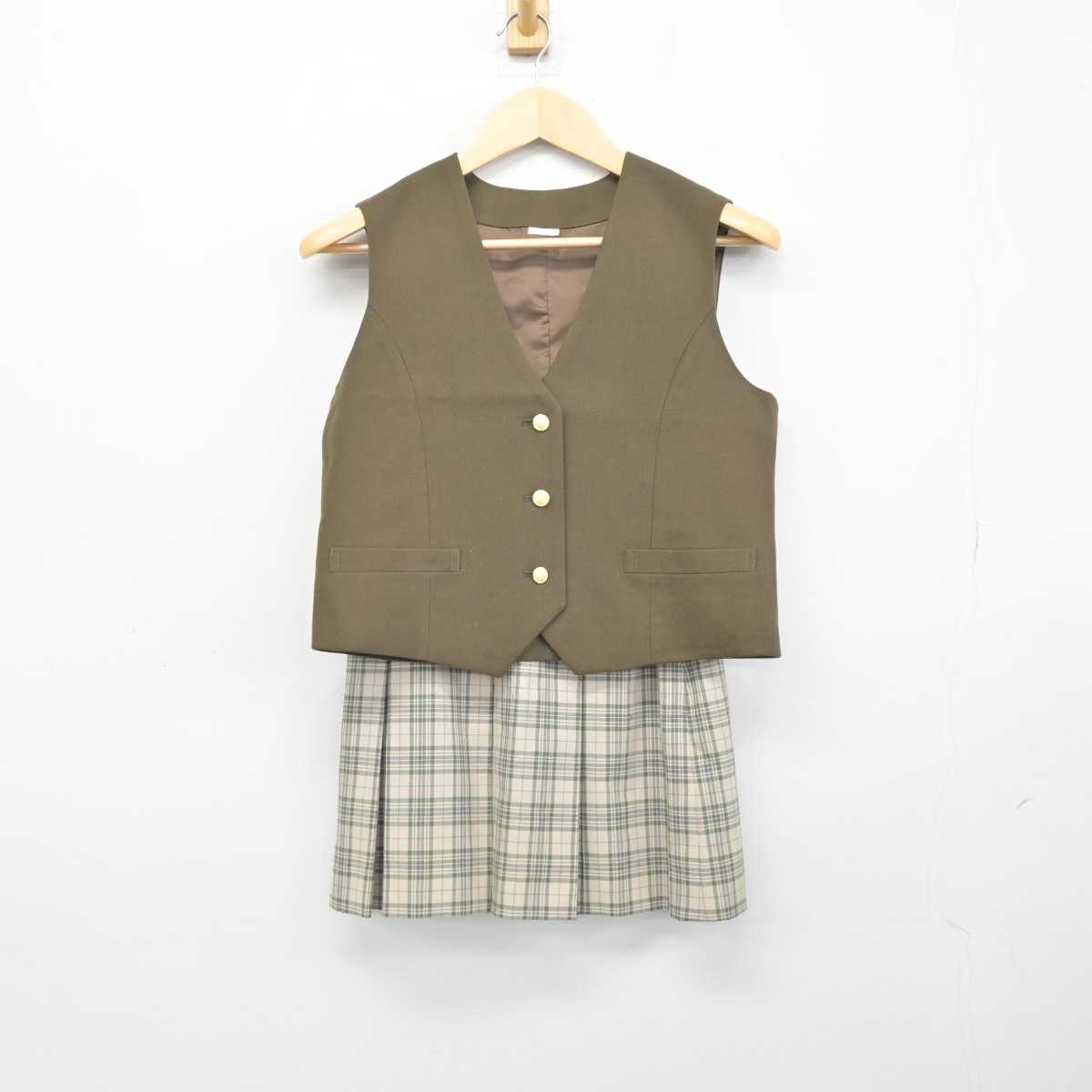 【中古】神奈川県 戸塚高等学校 女子制服 2点 (ベスト・スカート) sf044260