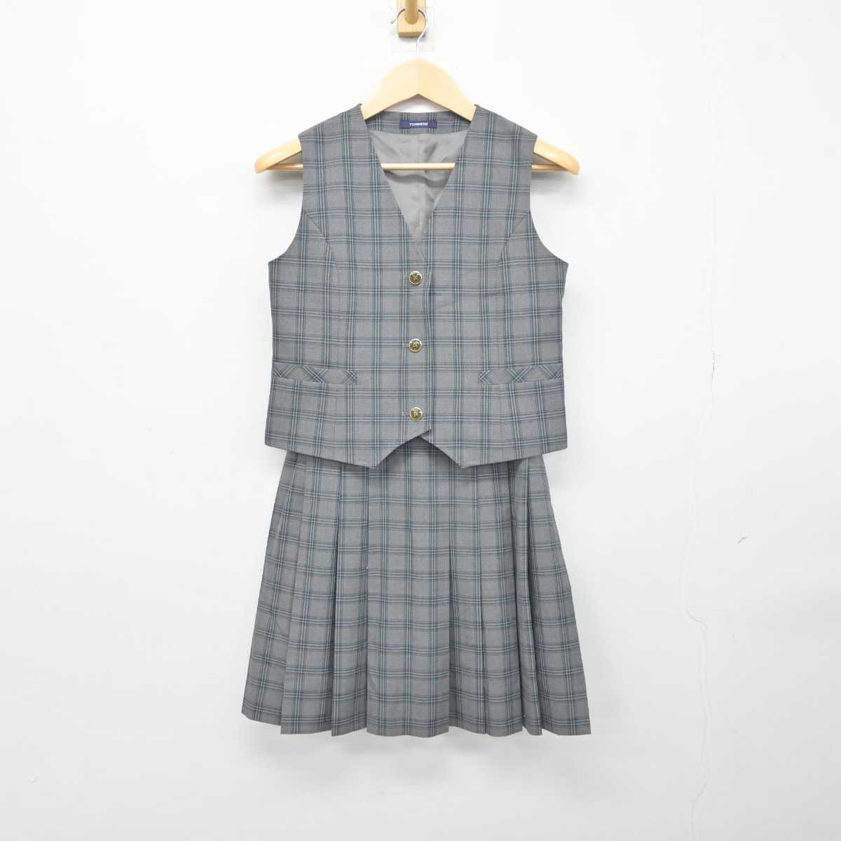 【中古】宮城県 仙台市立七北田中学校 女子制服 2点 (ベスト・スカート) sf044266