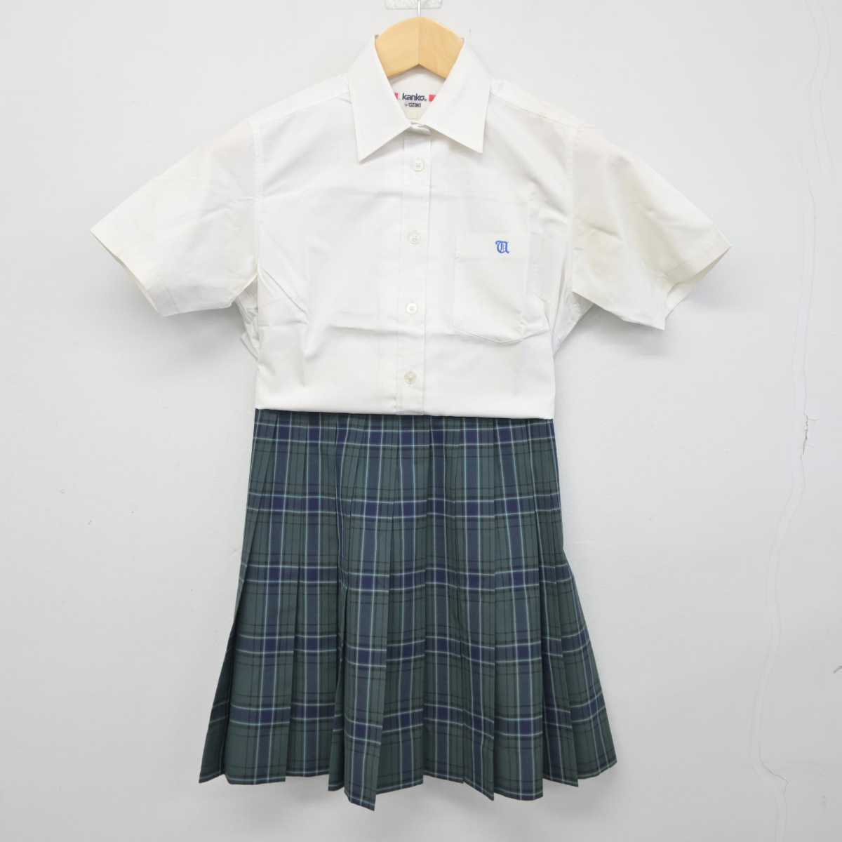 【中古】福岡県 宇美商業高等学校 女子制服 3点 (シャツ・スカート) sf044297