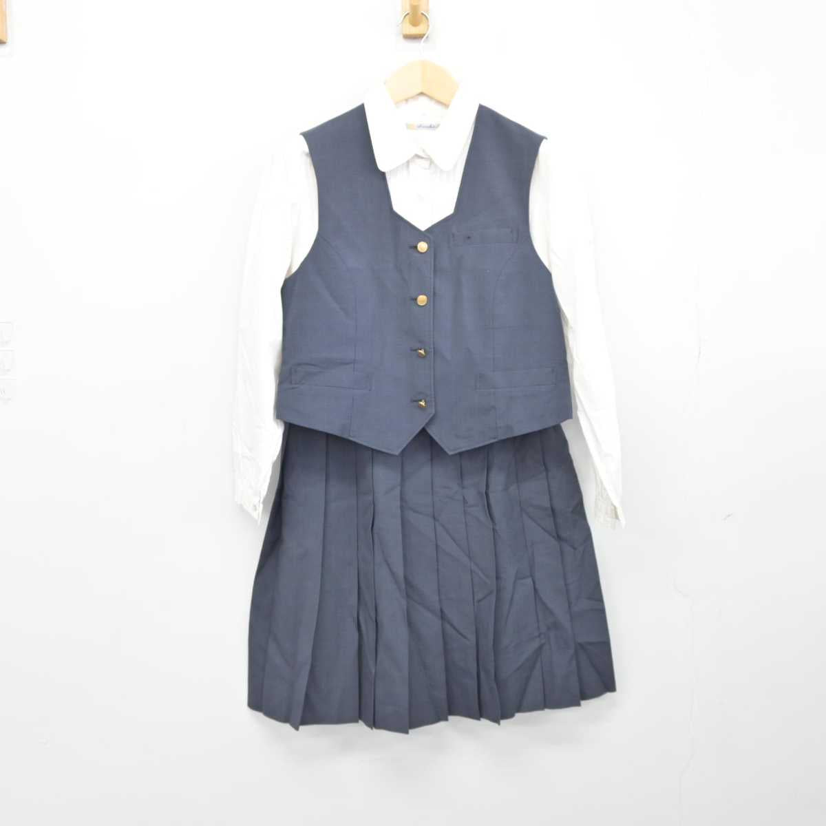 【中古】香川県 丸亀城西高等学校 女子制服 3点 (ベスト・シャツ・スカート) sf044399