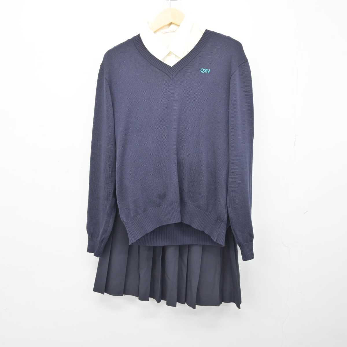 【中古】埼玉県 大宮南高等学校 女子制服 4点 (ブレザー・ニット・シャツ・スカート) sf044438