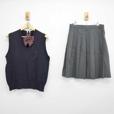 【中古】東京都 大江戸高等学校 女子制服 3点 (ニットベスト・スカート) sf044465