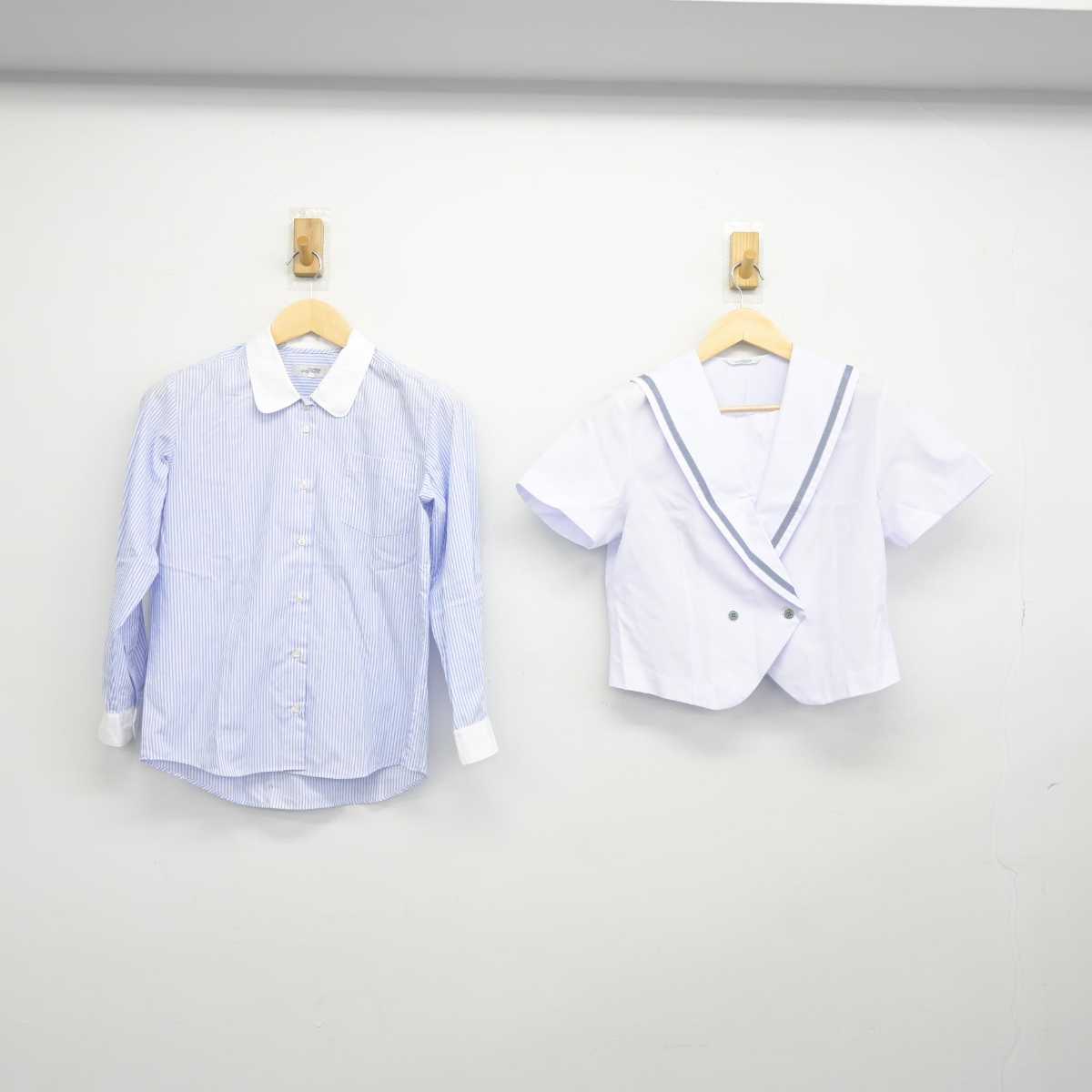 【中古】秋田県 秋田中央高等学校 女子制服 2点 (シャツ・セーラー服) sf044496