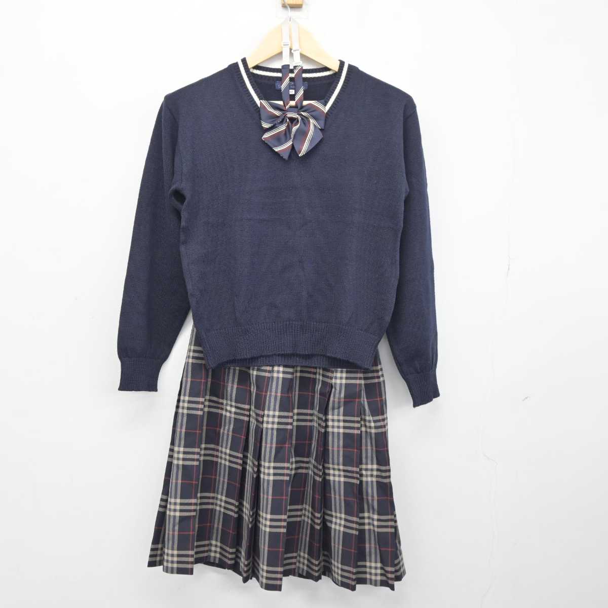 【中古】埼玉県 栄北高等学校 女子制服 3点 (ニット・スカート) sf044503