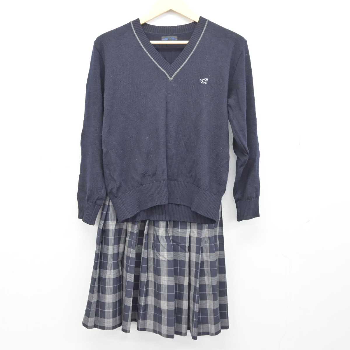 【中古】徳島県 城之内高等学校 女子制服 2点 (ニット・スカート) sf044509