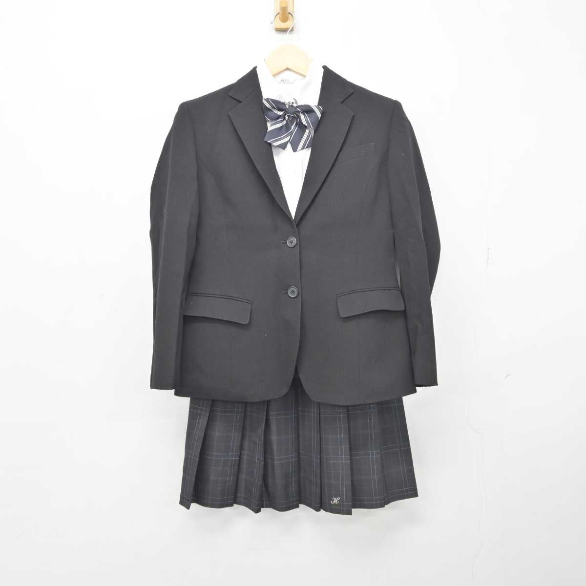 【中古】京都府 東宇治高等学校 女子制服 5点 (ブレザー・ニット・シャツ・スカート) sf044524