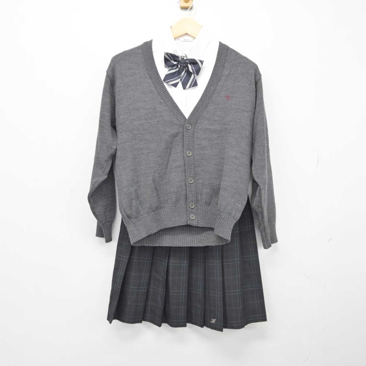 【中古】京都府 東宇治高等学校 女子制服 5点 (ブレザー・ニット・シャツ・スカート) sf044524