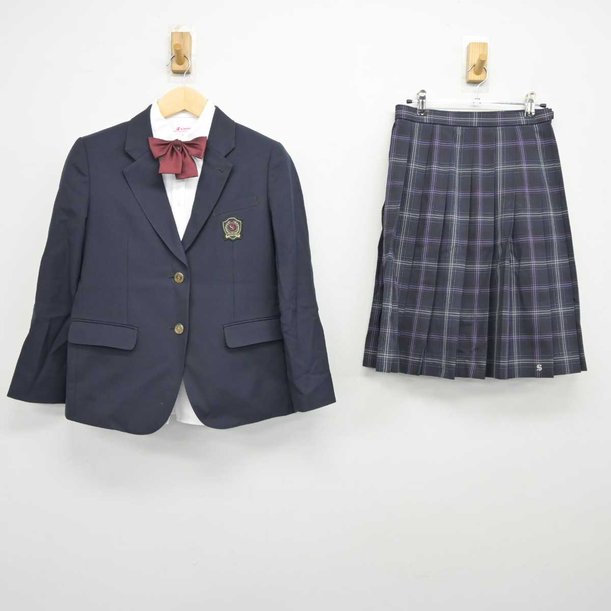 【中古】京都府 朱雀高等学校 女子制服 4点 (ブレザー・シャツ・スカート) sf044552