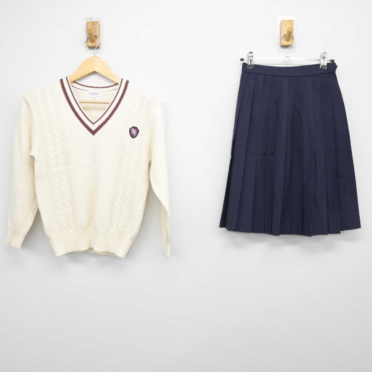 【中古】岡山県 倉敷南高等学校 女子制服 2点 (ニット・スカート) sf044564