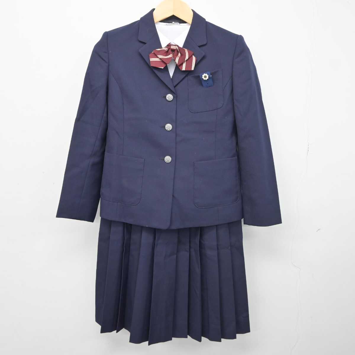 【中古】東京都 貝塚中学校 女子制服 6点 (ブレザー・ジャンパースカート・シャツ) sf044567