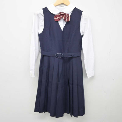 【中古】東京都 貝塚中学校 女子制服 6点 (ブレザー・ジャンパースカート・シャツ) sf044567