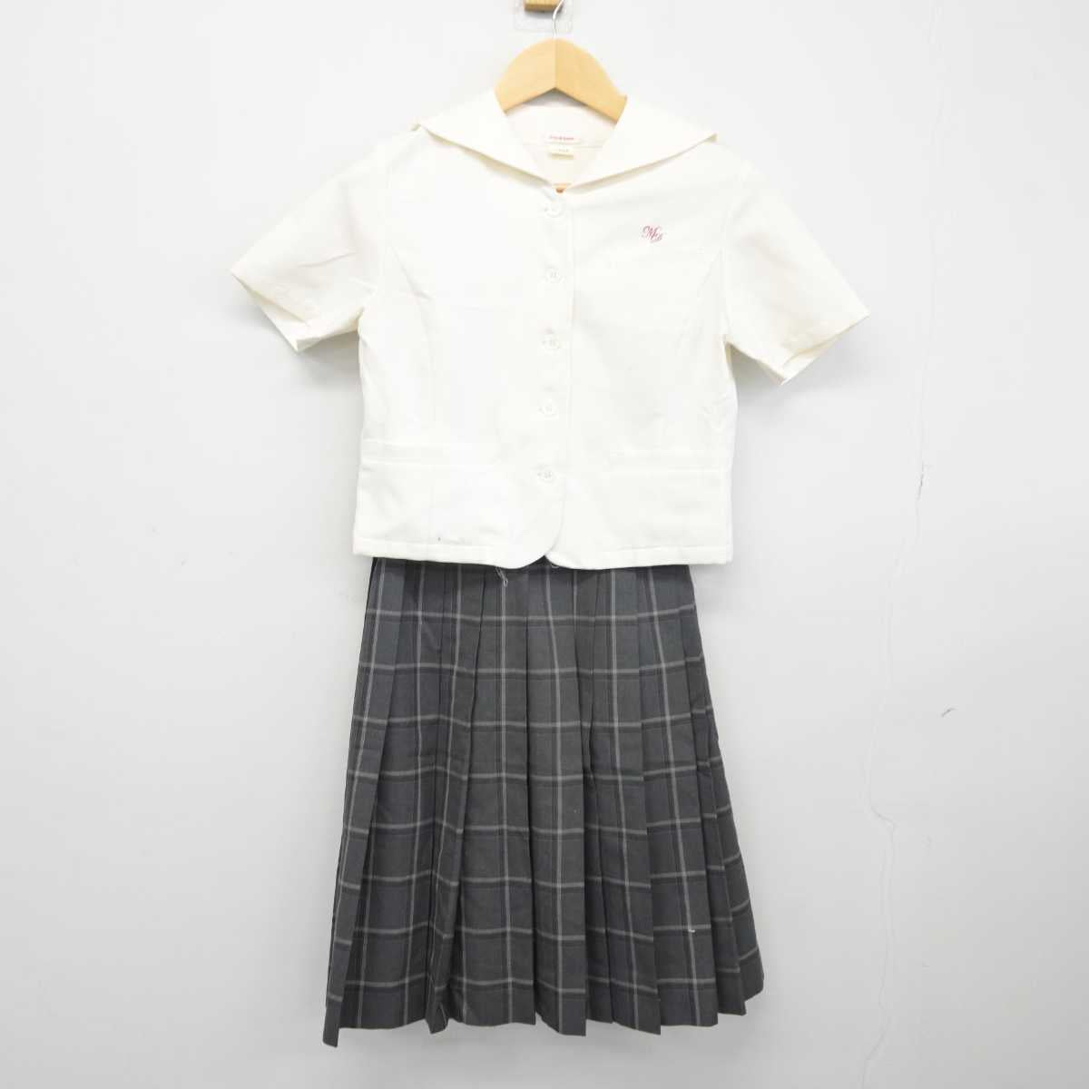 【中古】福岡県 明光学園中学校 女子制服 3点 (セーラー服・スカート) sf044598