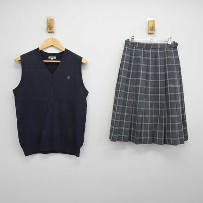 【中古】埼玉県 岩槻高等学校 女子制服 2点 (ニットベスト・スカート) sf044675