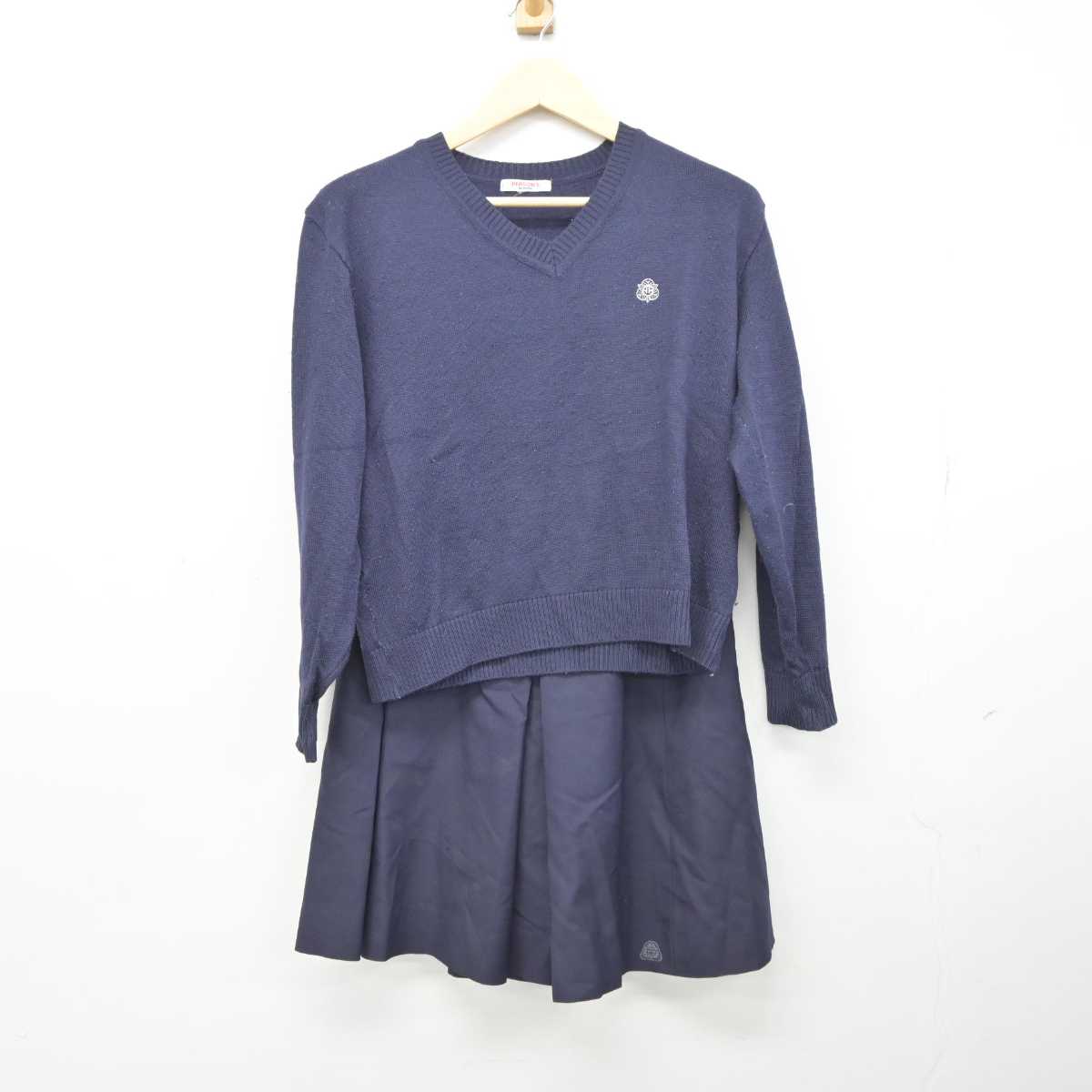 【中古】秋田県 秋田西高等学校 女子制服 3点 (ブレザー・ニット・スカート) sf044708