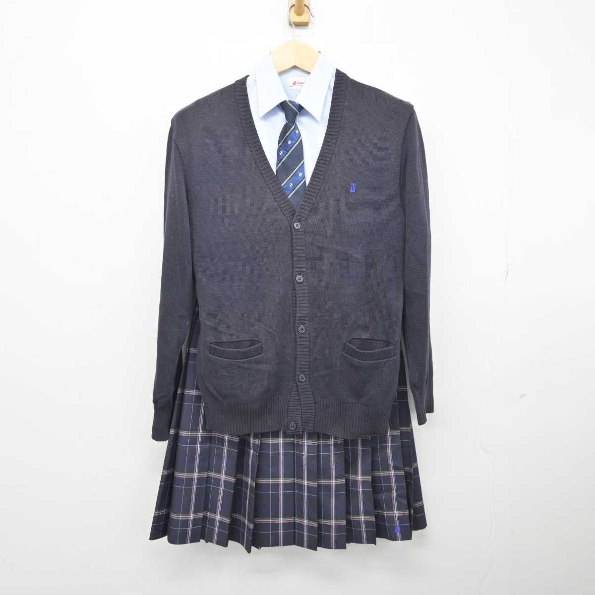 【中古】東京都 城北高等学校 女子制服 4点 (ニット・シャツ・スカート) sf044743