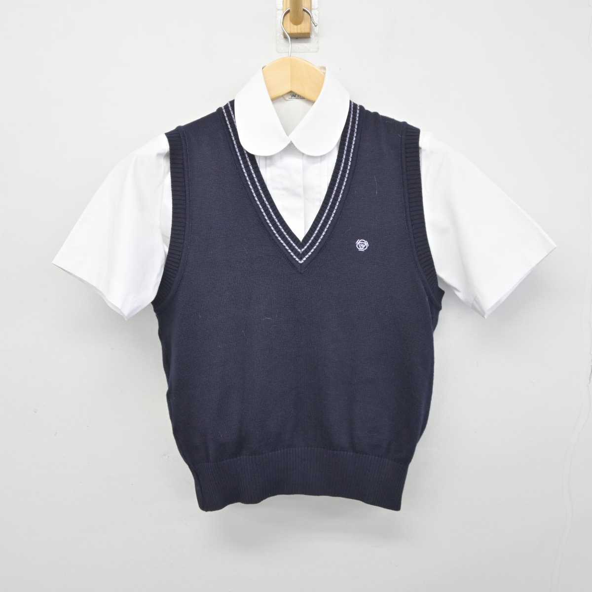 【中古】奈良県 育英西高等学校 女子制服 2点 (ニットベスト・シャツ) sf044762