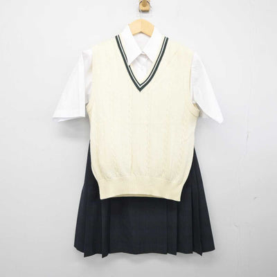 【中古】愛知県 星槎名古屋中学校 女子制服 3点 (ニットベスト・シャツ・スカート) sf044768