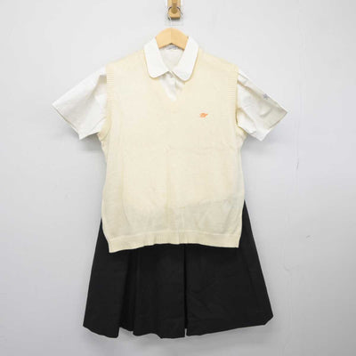 【中古】福岡県 田川高等学校 女子制服 3点 (ニットベスト・シャツ・スカート) sf044776