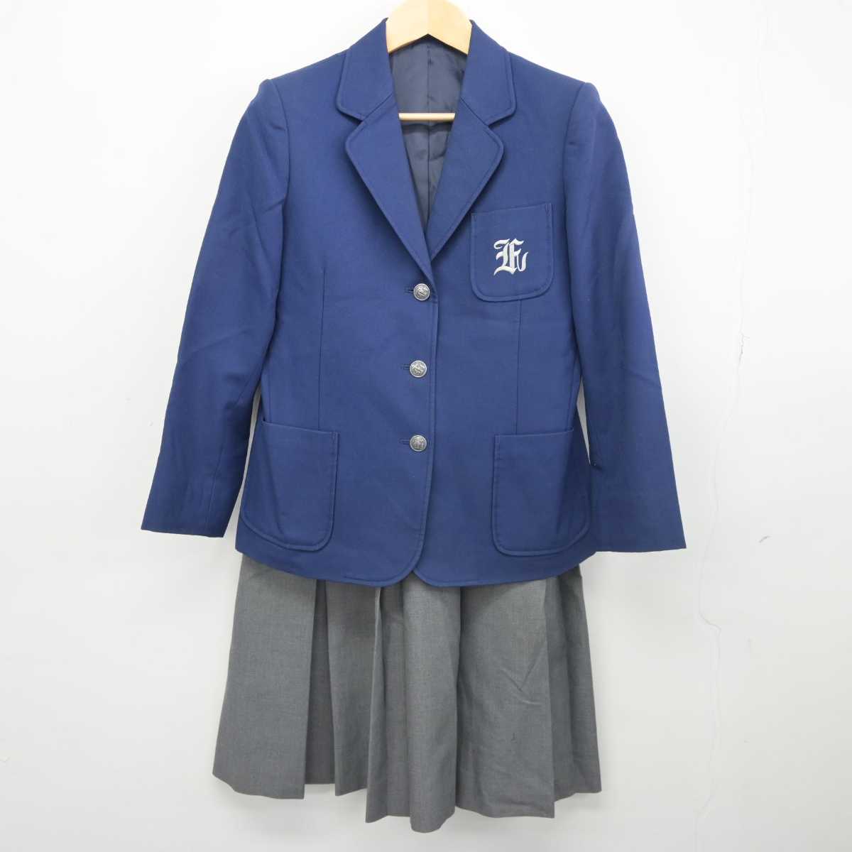 【中古】群馬県 群馬大学教育学部附属中学校 女子制服 3点 (ブレザー・ベスト・スカート) sf044813