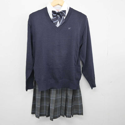 【中古】東京都 国本女子中学校・高等学校 女子制服 5点 (ブレザー・ニット・シャツ・スカート) sf044828