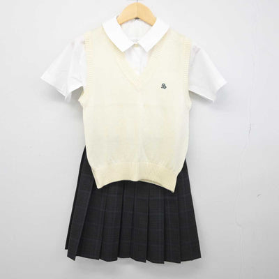 【中古】東京都 専修大学附属高等学校 女子制服 4点 (ニットベスト・シャツ・スカート) sf044857