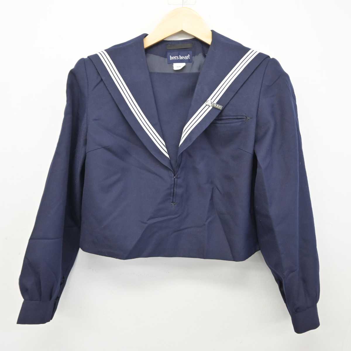 【中古】福岡県 香椎高等学校 女子制服 3点 (セーラー服・ジャンパースカート) sf044860