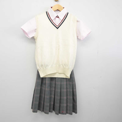 【中古】大阪府 上宮高等学校 女子制服 4点 (シャツ・ニットベスト・スカート) sf044901