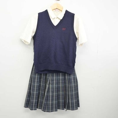 【中古】東京都 明豊中学校 女子制服 3点 (シャツ・ニットベスト・スカート) sf044910