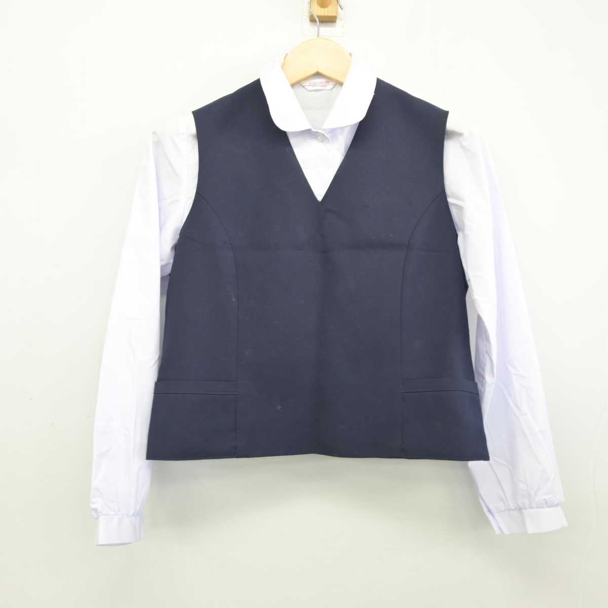 【中古】富山県 大沢野中学校 女子制服 2点 (シャツ・ベスト) sf044914