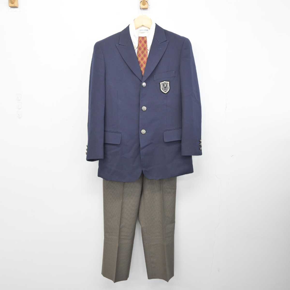 【中古】京都府 福知山成美高等学校 男子制服 5点 (ブレザー・ニット・シャツ・ズボン) sf044932