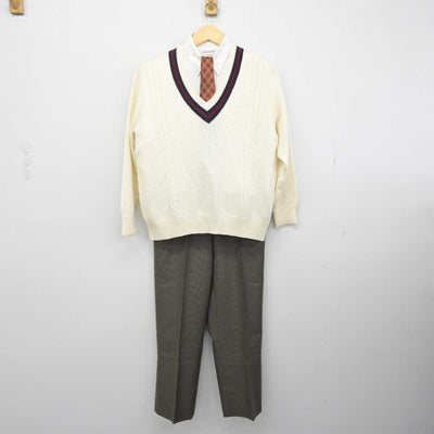 【中古】京都府 福知山成美高等学校 男子制服 5点 (ブレザー・ニット・シャツ・ズボン) sf044932