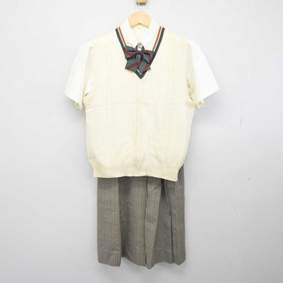 【中古】長崎県 長崎商業高等学校 女子制服 4点 (ニットベスト・シャツ・スカート) sf044956