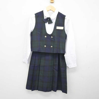 【中古】長崎県 鳴北中学校 女子制服 6点 (ブレザー・ベスト・シャツ・スカート) sf044958