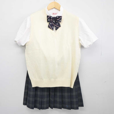 【中古】神奈川県 麻布大学附属高等学校 女子制服 4点 (ニットベスト・シャツ・スカート) sf044990