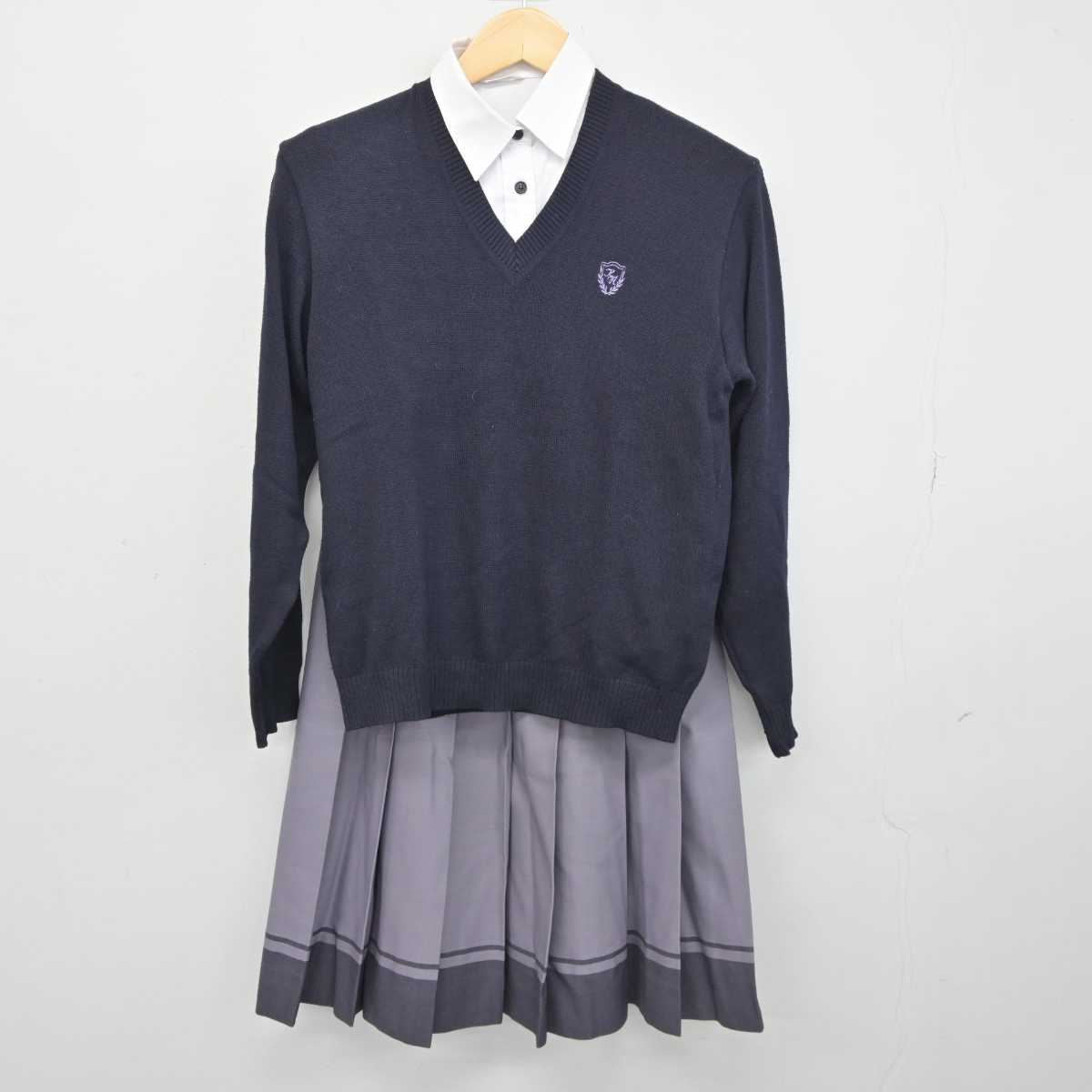 【中古】兵庫県 神戸野田高等学校 女子制服 4点 (ブレザー・ニット・シャツ・スカート) sf045002