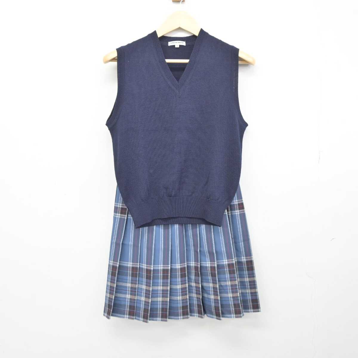 【中古】東京都 駒沢学園女子中学校 女子制服 2点 (ニットベスト・スカート) sf045111